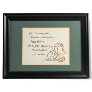Vintage Framed Inspirational Rose Art 8x6 Green‎ Mat Black Frame Boho Collector
